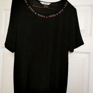 Black Tanjay top with design beading